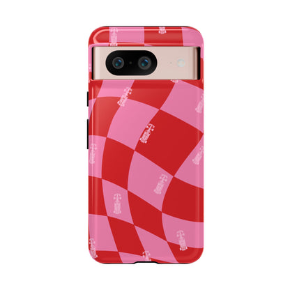 F1 Phone Case Pink and Red Checkerboard Design, Trendy F1 Gift, Girly Formula 1 Gift, Cute F1 Phone Case, Unique Formula One Phone Case