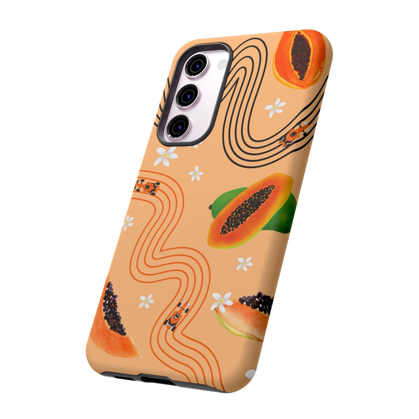 Orange F1 McLaren and Papaya Phone Case, Trendy F1 Gift, Formula 1 Gift, Cute Fruit F1 Phone Case, Unique Phone Case