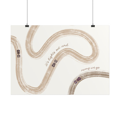 Horizontal Beige F1 Abstract Art Poster | Minimalist F1 Art - EU Sizing (Physical Print)