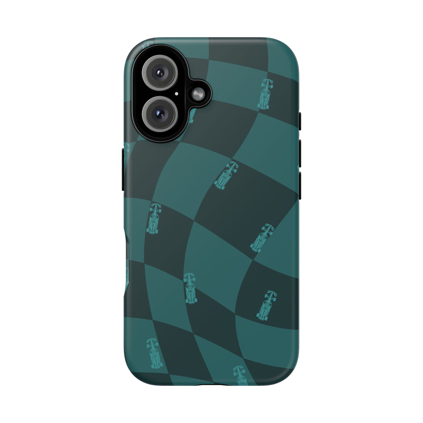 F1 Phone Case Teal Checkered Design, Trendy F1 Gift, Formula 1 Gift, Cute F1 Phone Case, Unique Formula One Phone Case