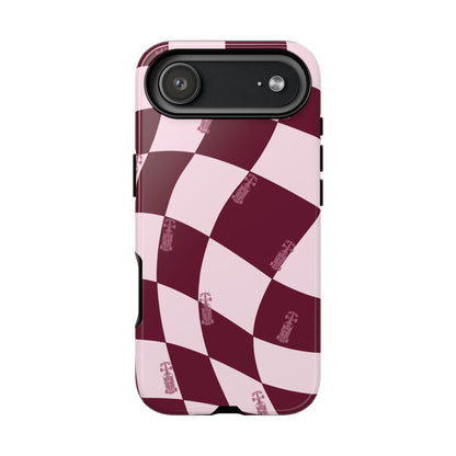 F1 Phone Case Pink Checkered Design, Trendy F1 Gift, Formula 1 Gift, Cute F1 Phone Case, Unique Formula One Phone Case