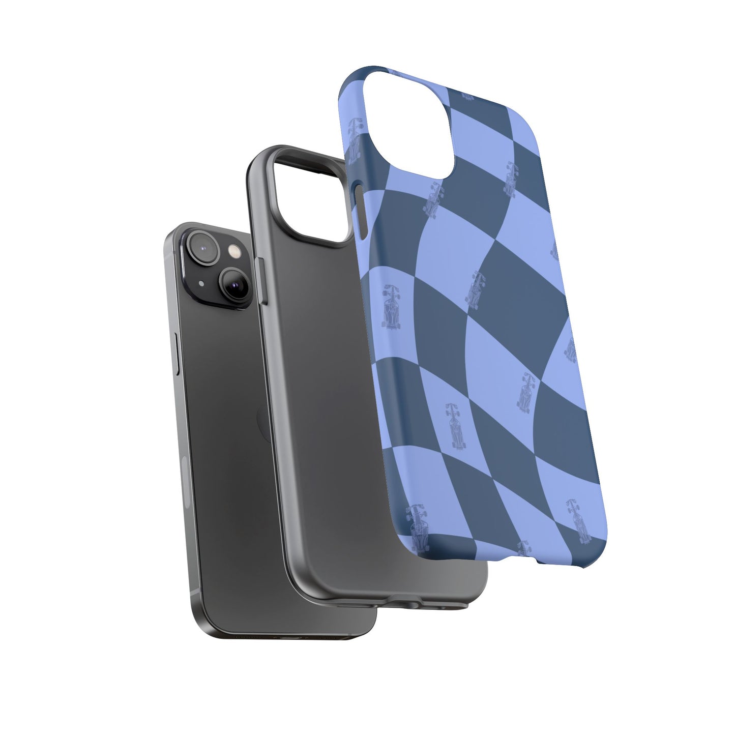F1 Phone Case Blue Checkerboard Design, Trendy F1 Gift, Formula 1 Gift, Cute F1 Phone Case, Unique Formula One Phone Case
