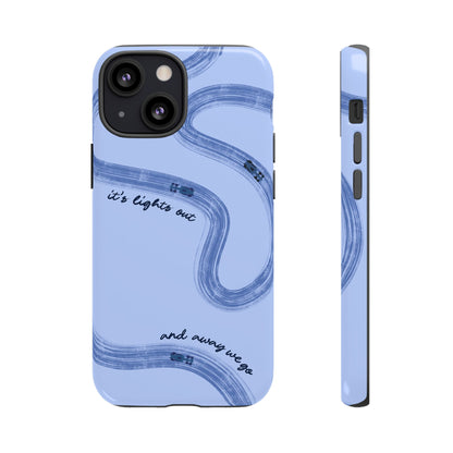 F1 Phone Case Monochrome Blue Painted "its lights out and away we go", Trendy F1 Gift, Formula 1 Gift, Cute F1 Phone Case, Phone Case
