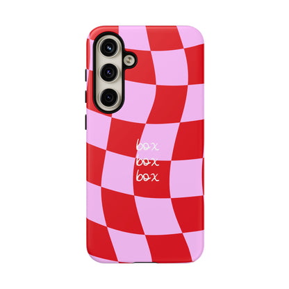 Pink and Red Checkered F1 Phone Case, Box Box Box F1 Phone Case