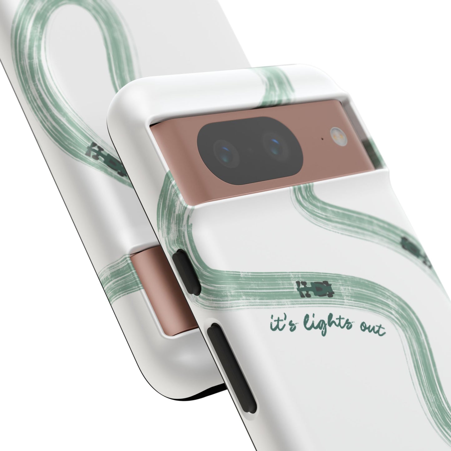 F1 Phone Case Green Painted "its lights out and away we go", Trendy F1 Gift, Formula 1 Gift, Cute F1 Phone Case, Gift for F1 Fans
