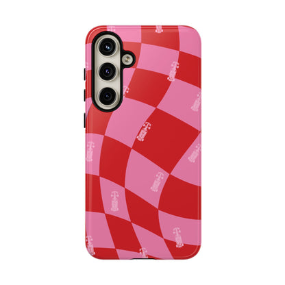 F1 Phone Case Pink and Red Checkerboard Design, Trendy F1 Gift, Girly Formula 1 Gift, Cute F1 Phone Case, Unique Formula One Phone Case
