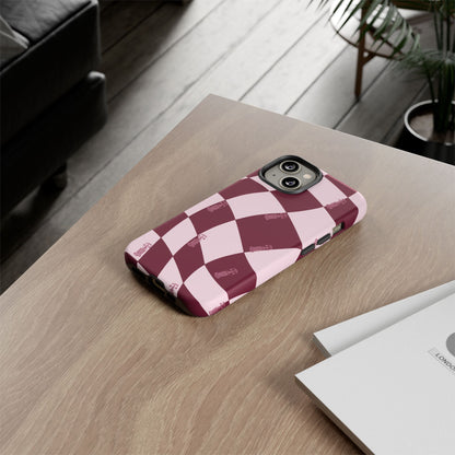 F1 Phone Case Pink Checkered Design, Trendy F1 Gift, Formula 1 Gift, Cute F1 Phone Case, Unique Formula One Phone Case