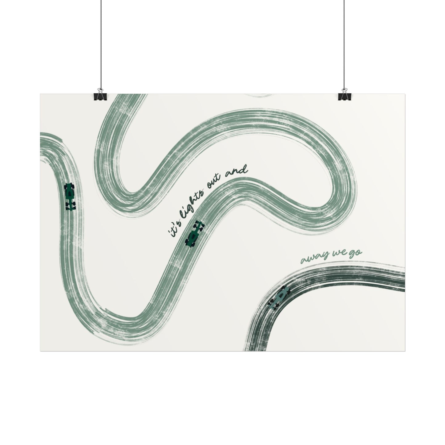 Horizontal Green F1 Abstract Art Poster | Minimalist F1 Art - EU Sizing (Physical Print)