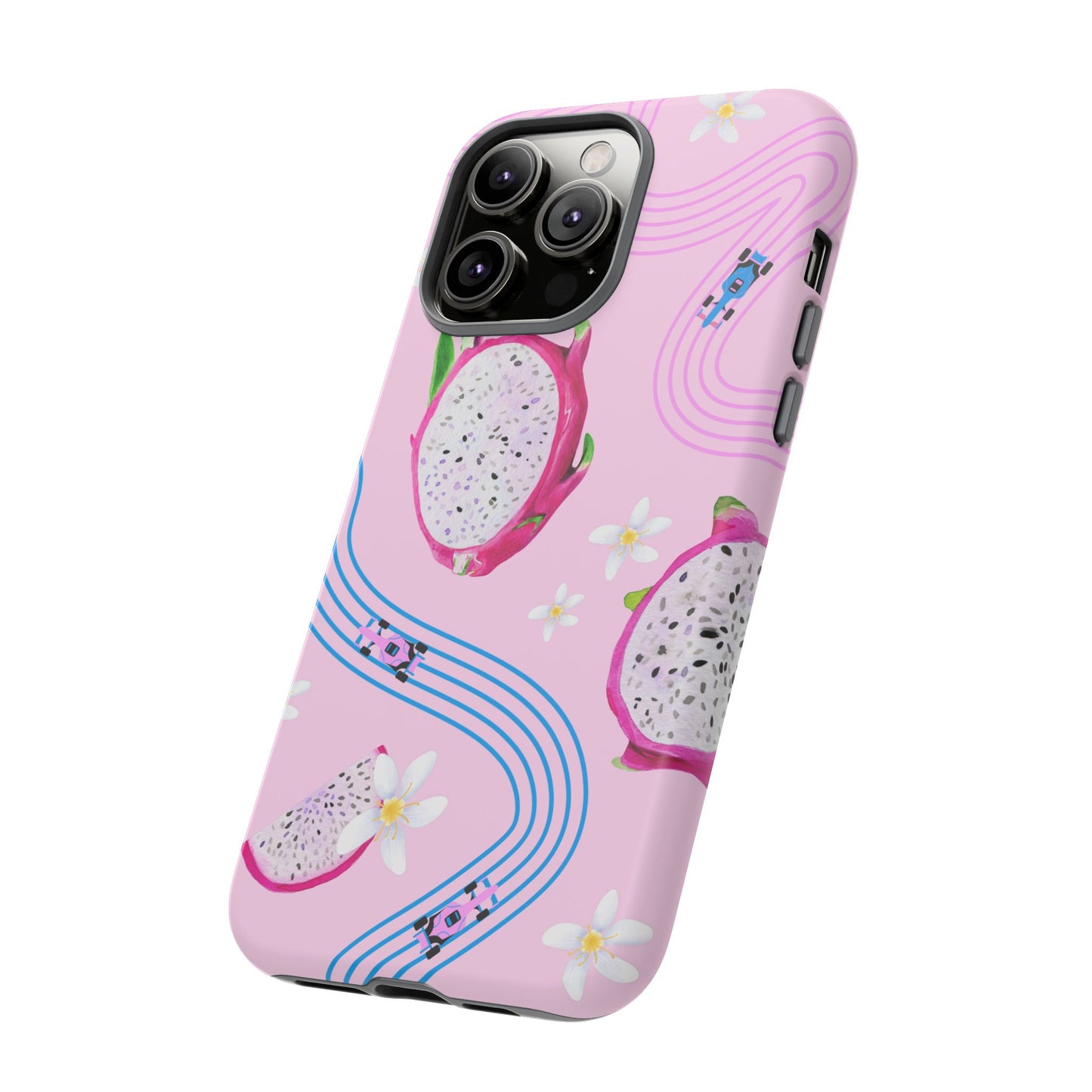 Pink F1 Alpine and Dragonfruit Phone Case, Trendy F1 Gift, Formula 1 Gift, Cute Fruit F1 Phone Case, Unique Phone Case