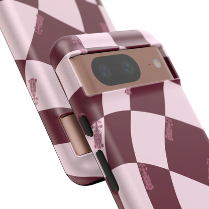 F1 Phone Case Pink Checkered Design, Trendy F1 Gift, Formula 1 Gift, Cute F1 Phone Case, Unique Formula One Phone Case
