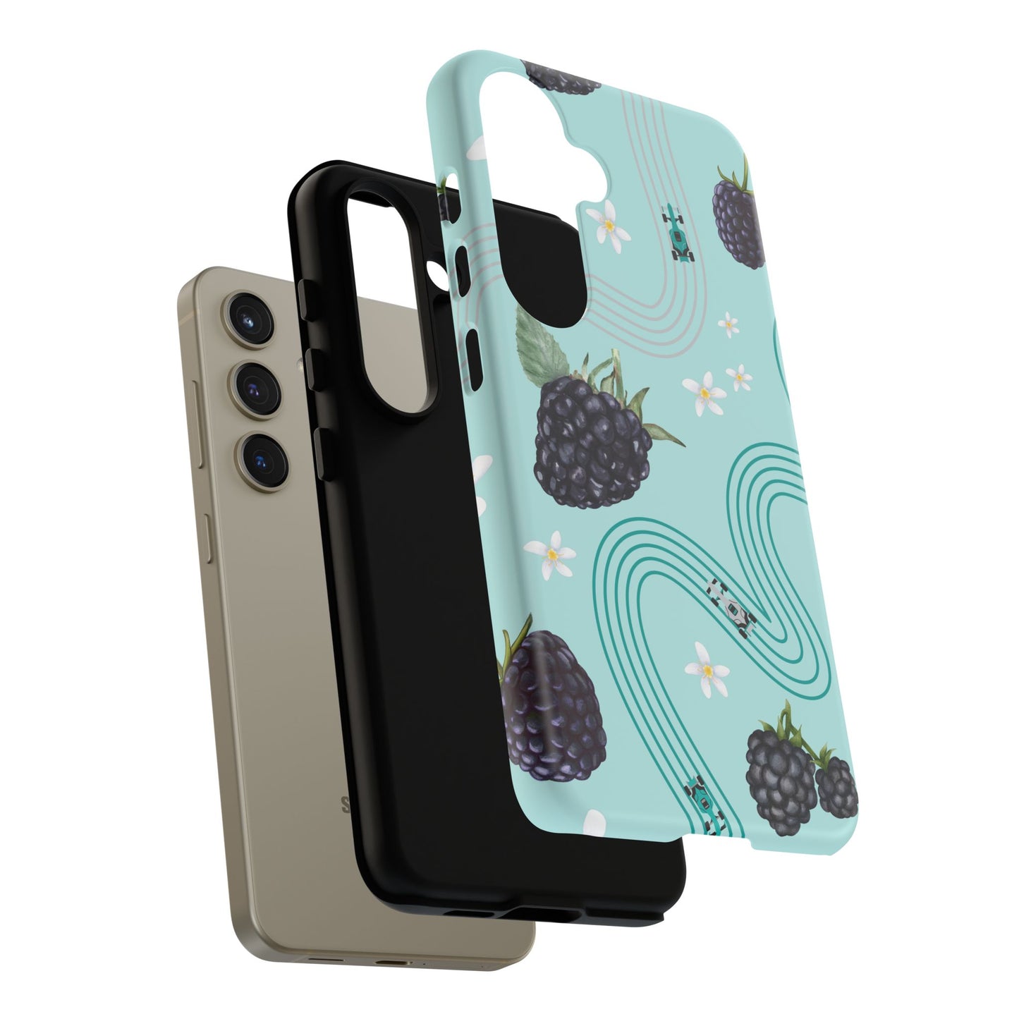Teal F1 Mercedes and Blackberries Phone Case , Trendy F1 Gift, Formula 1 Gift, Cute Fruit F1 Phone Case, Unique Phone Case