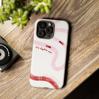 F1 Phone Case Pink and Red Painted "its lights out and away we go", Trendy F1 Gift, Formula 1 Gift, Cute F1 Phone Case, Unique Phone Case