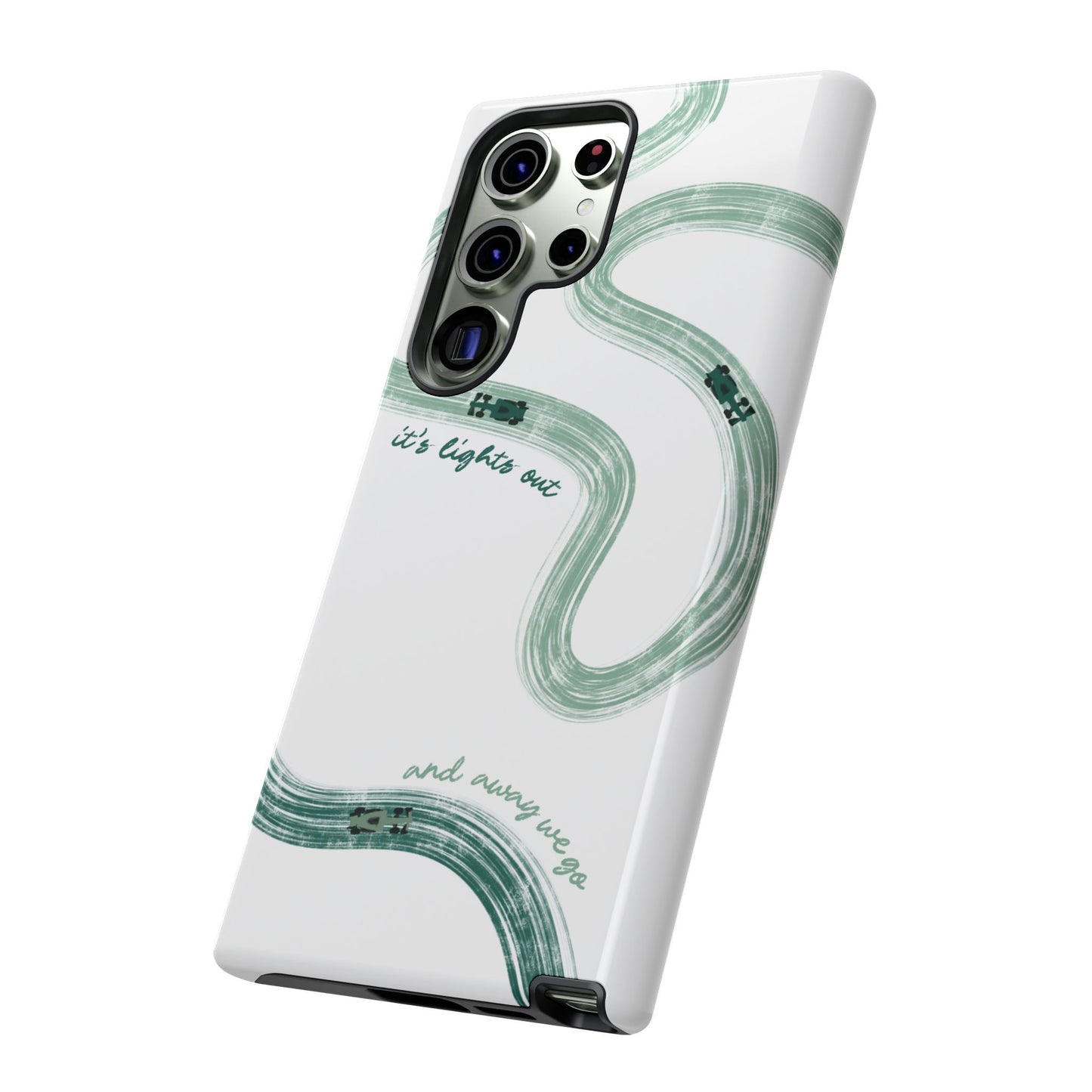F1 Phone Case Green Painted "its lights out and away we go", Trendy F1 Gift, Formula 1 Gift, Cute F1 Phone Case, Gift for F1 Fans