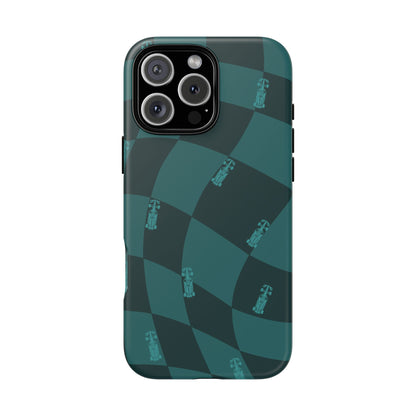 F1 Phone Case Teal Checkered Design, Trendy F1 Gift, Formula 1 Gift, Cute F1 Phone Case, Unique Formula One Phone Case