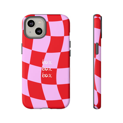 Pink and Red Checkered F1 Phone Case, Box Box Box F1 Phone Case
