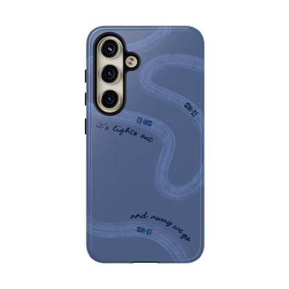 F1 Phone Case Monochrome Dark Blue Painted "its lights out and away we go", Trendy F1 Gift, Formula 1 Gift, Cute F1 Phone Case, Phone Case