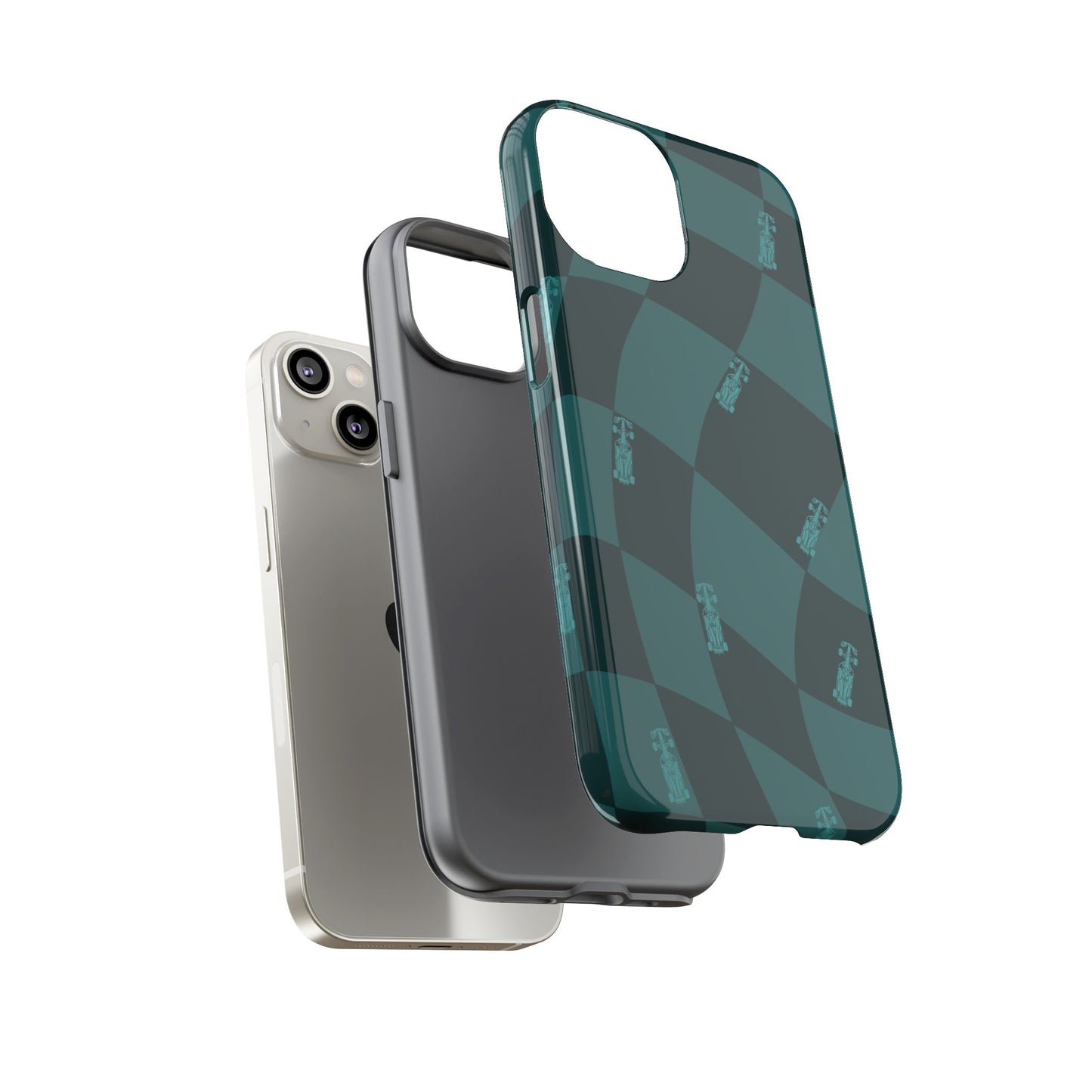 F1 Phone Case Teal Checkered Design, Trendy F1 Gift, Formula 1 Gift, Cute F1 Phone Case, Unique Formula One Phone Case