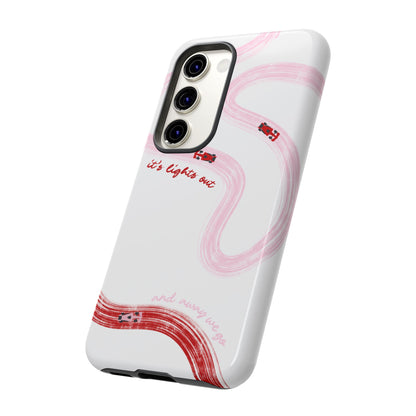 F1 Phone Case Pink and Red Painted "its lights out and away we go", Trendy F1 Gift, Formula 1 Gift, Cute F1 Phone Case, Unique Phone Case