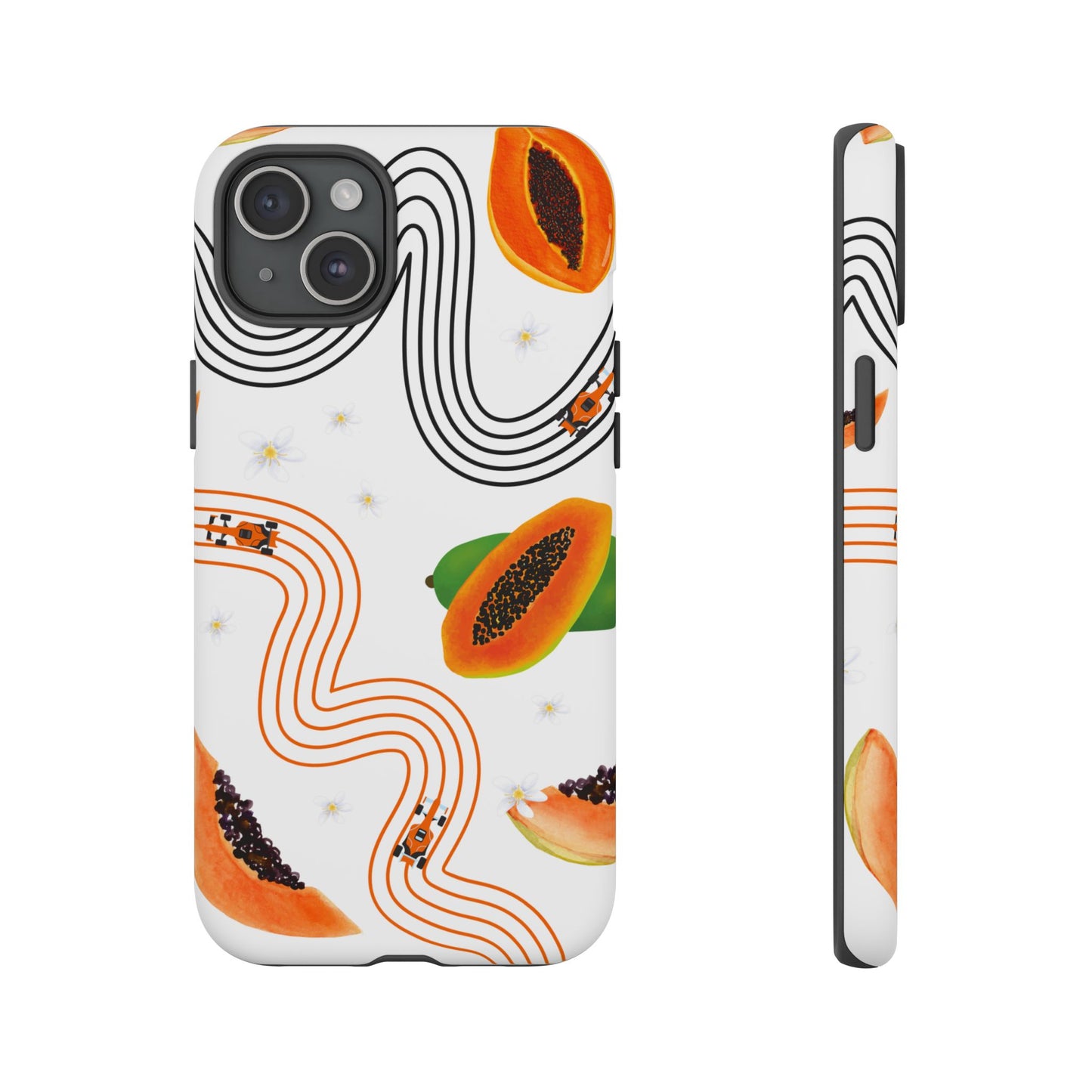 F1 McLaren and Papaya Phone Case , Trendy F1 Gift, Formula 1 Gift, Cute Fruit F1 Phone Case, Unique Phone Case