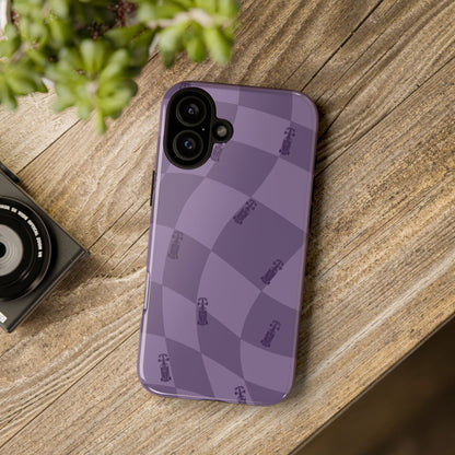 F1 Phone Case Purple Checkered Design, Trendy F1 Gift, Formula 1 Gift, Cute F1 Phone Case, Unique Formula One Phone Case