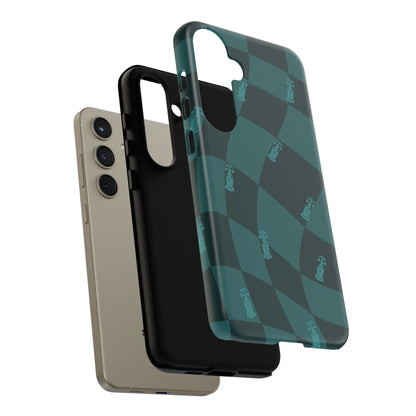 F1 Phone Case Teal Checkered Design, Trendy F1 Gift, Formula 1 Gift, Cute F1 Phone Case, Unique Formula One Phone Case