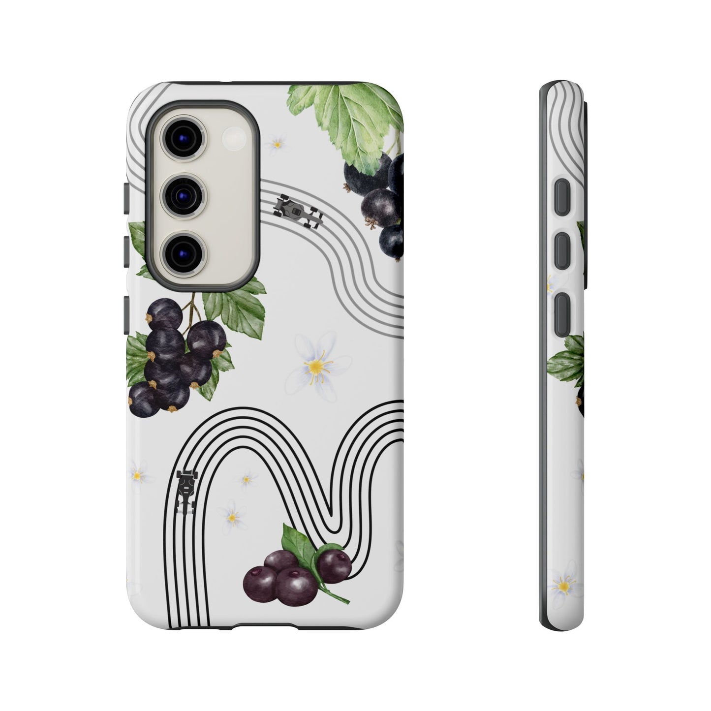 F1 Cadillac and Black Currants Phone Case, Trendy F1 Gift, Formula 1 Gift, Cute Fruit F1 Phone Case, Unique Phone Case