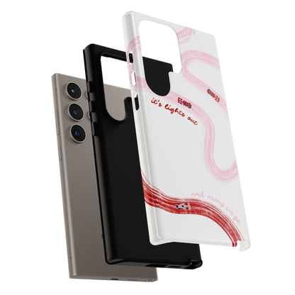 F1 Phone Case Pink and Red Painted "its lights out and away we go", Trendy F1 Gift, Formula 1 Gift, Cute F1 Phone Case, Unique Phone Case