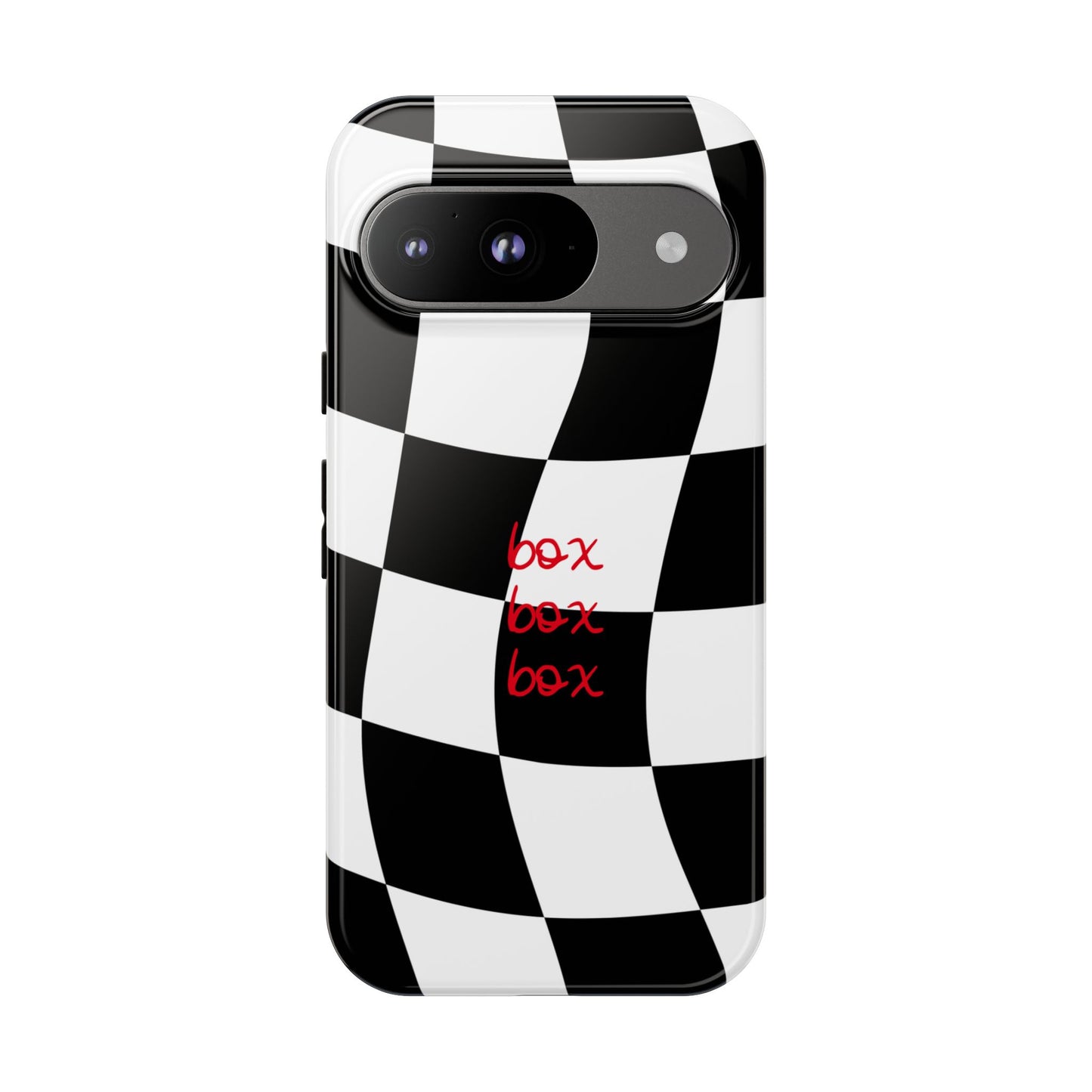 Black and Red Checkered F1 Phone Case, Box Box Box F1 Phone Case