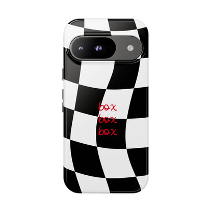 Black and Red Checkered F1 Phone Case, Box Box Box F1 Phone Case