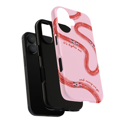 F1 Phone Case Pink and Red Painted "its lights out and away we go", Trendy F1 Gift, Formula 1 Gift, Cute F1 Phone Case, Unique Phone Case