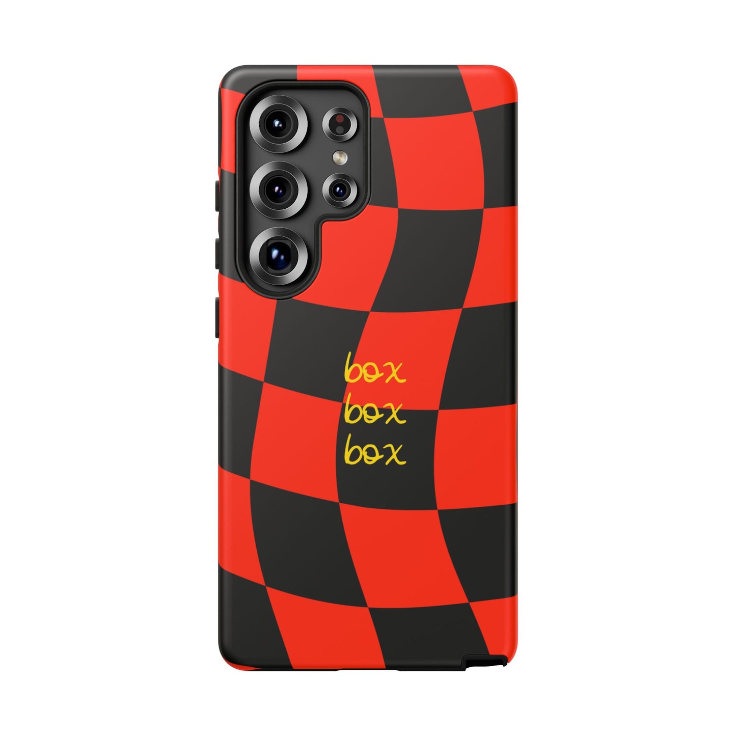 F1 Ferrari Black and Red Checkered Phone Case, Box Box Box F1 Phone Case