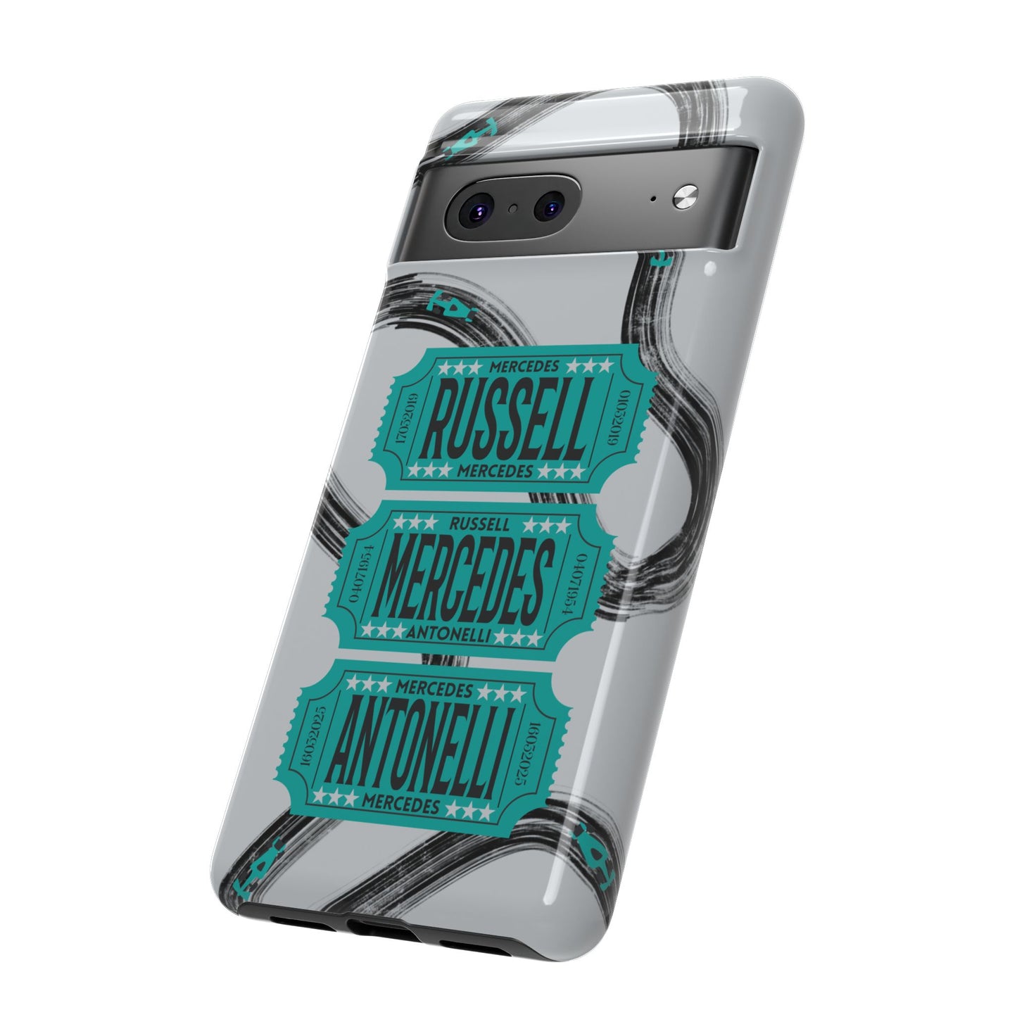 Mercedes F1 Phone Case Painted Ticket Stubs, Trendy F1 Gift, Formula 1 Gift, Cute F1 Phone Case