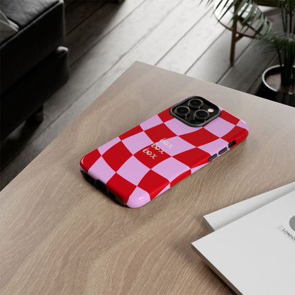 Pink and Red Checkered F1 Phone Case, Box Box Box F1 Phone Case
