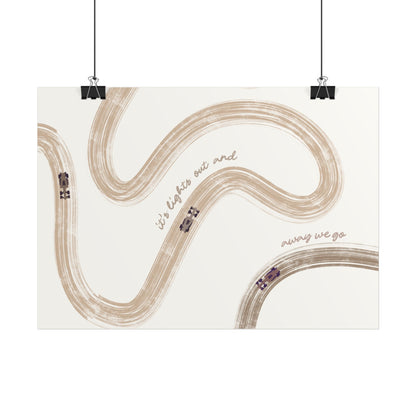 Horizontal Beige F1 Abstract Art Poster | Minimalist F1 Art - EU Sizing (Physical Print)