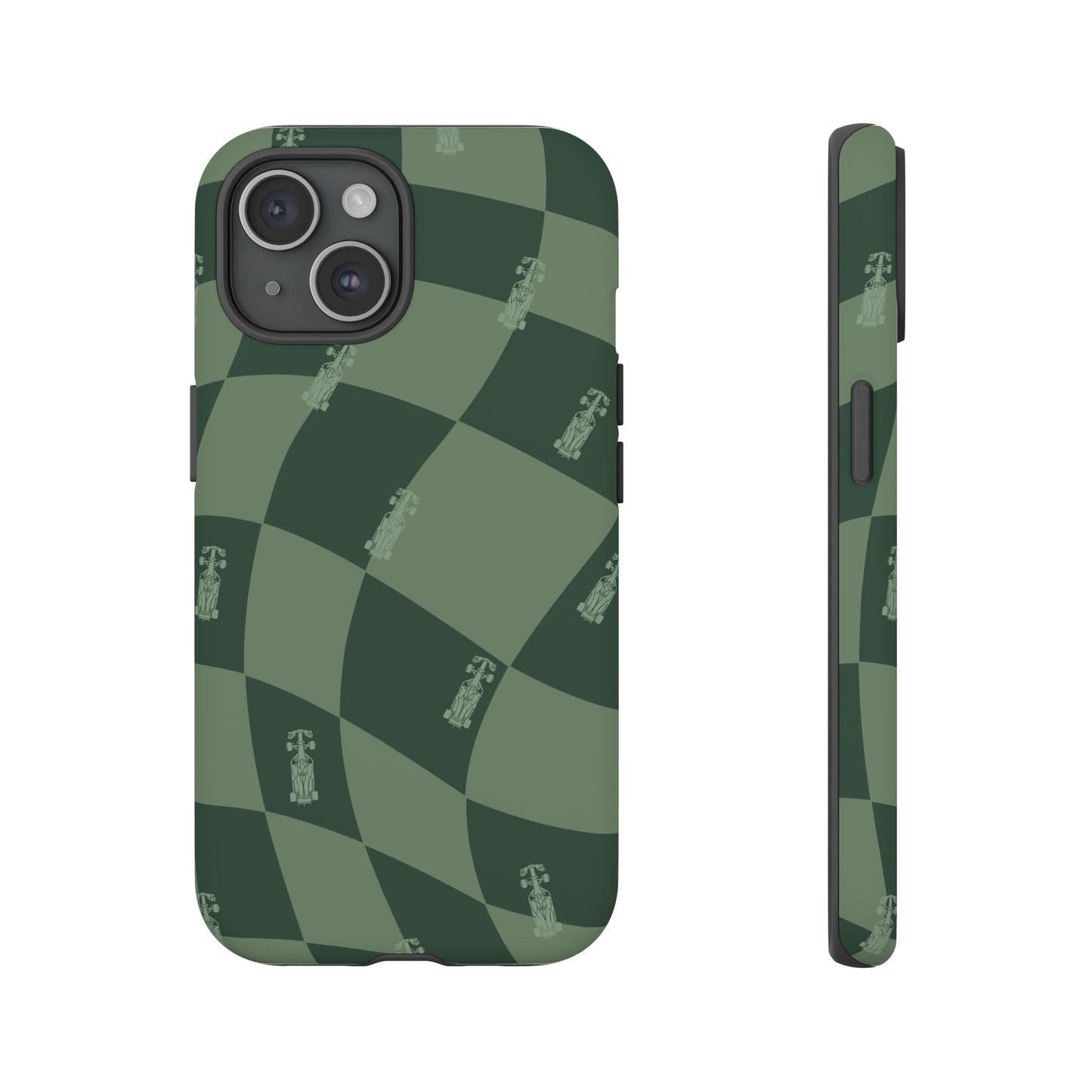 F1 Phone Case Green Checkerboard Design, Trendy F1 Gift, Formula 1 Gift, Cute F1 Phone Case, Unique Formula One Phone Case
