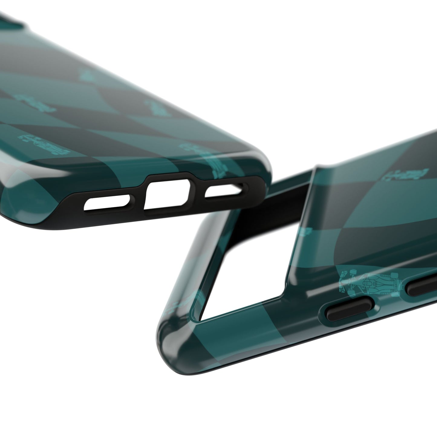 F1 Phone Case Teal Checkered Design, Trendy F1 Gift, Formula 1 Gift, Cute F1 Phone Case, Unique Formula One Phone Case