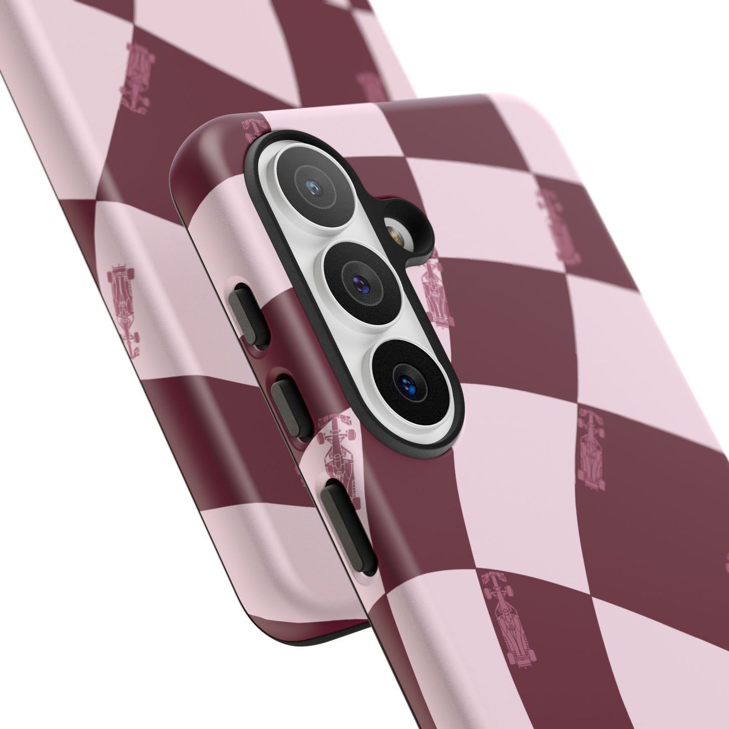 F1 Phone Case Pink Checkered Design, Trendy F1 Gift, Formula 1 Gift, Cute F1 Phone Case, Unique Formula One Phone Case