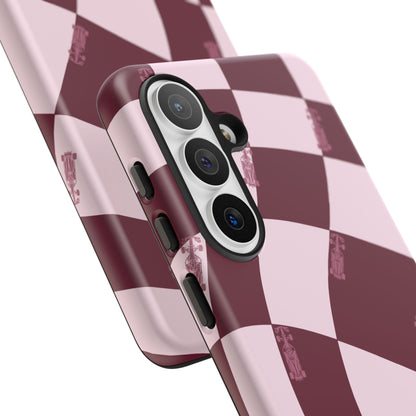 F1 Phone Case Pink Checkered Design, Trendy F1 Gift, Formula 1 Gift, Cute F1 Phone Case, Unique Formula One Phone Case