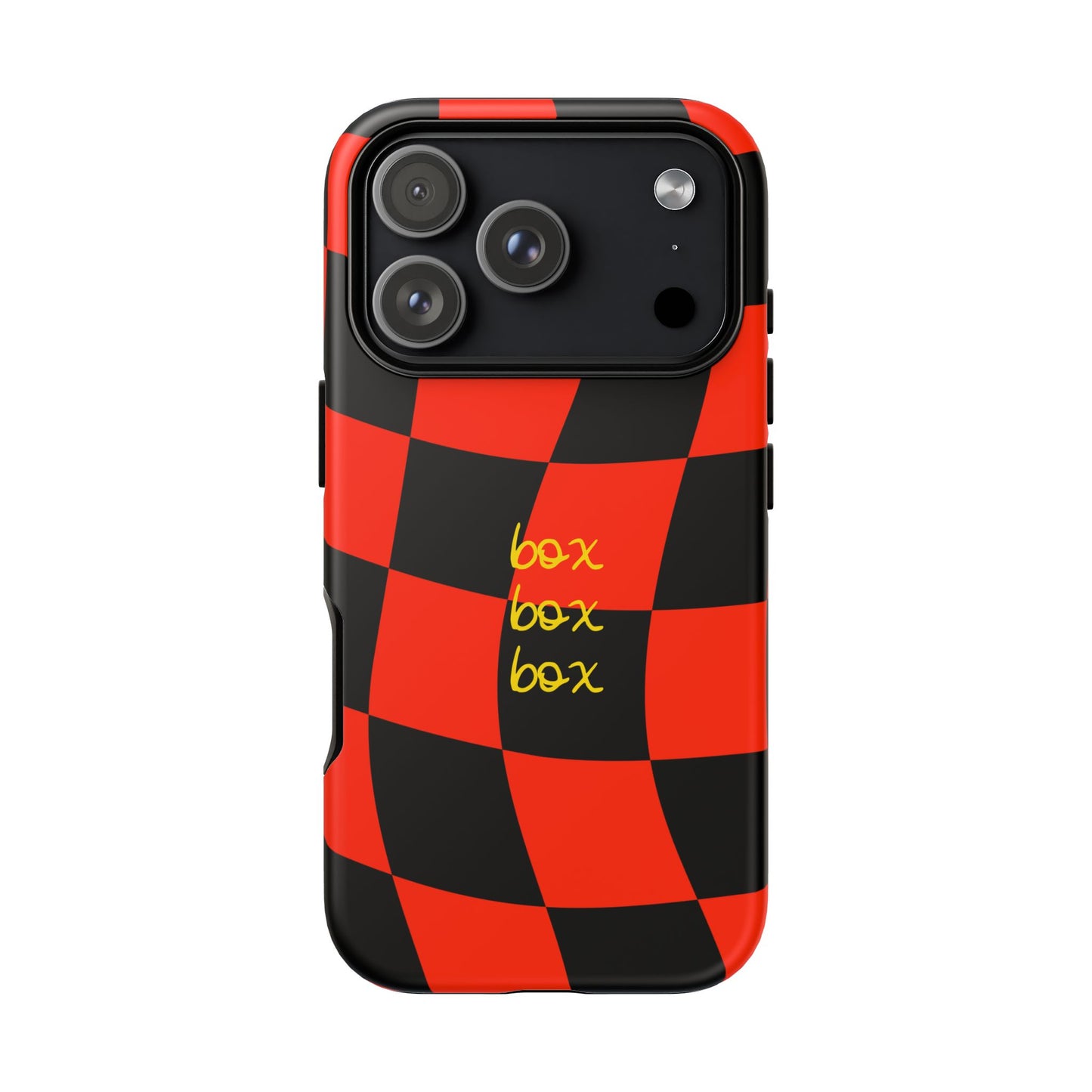 F1 Ferrari Black and Red Checkered Phone Case, Box Box Box F1 Phone Case
