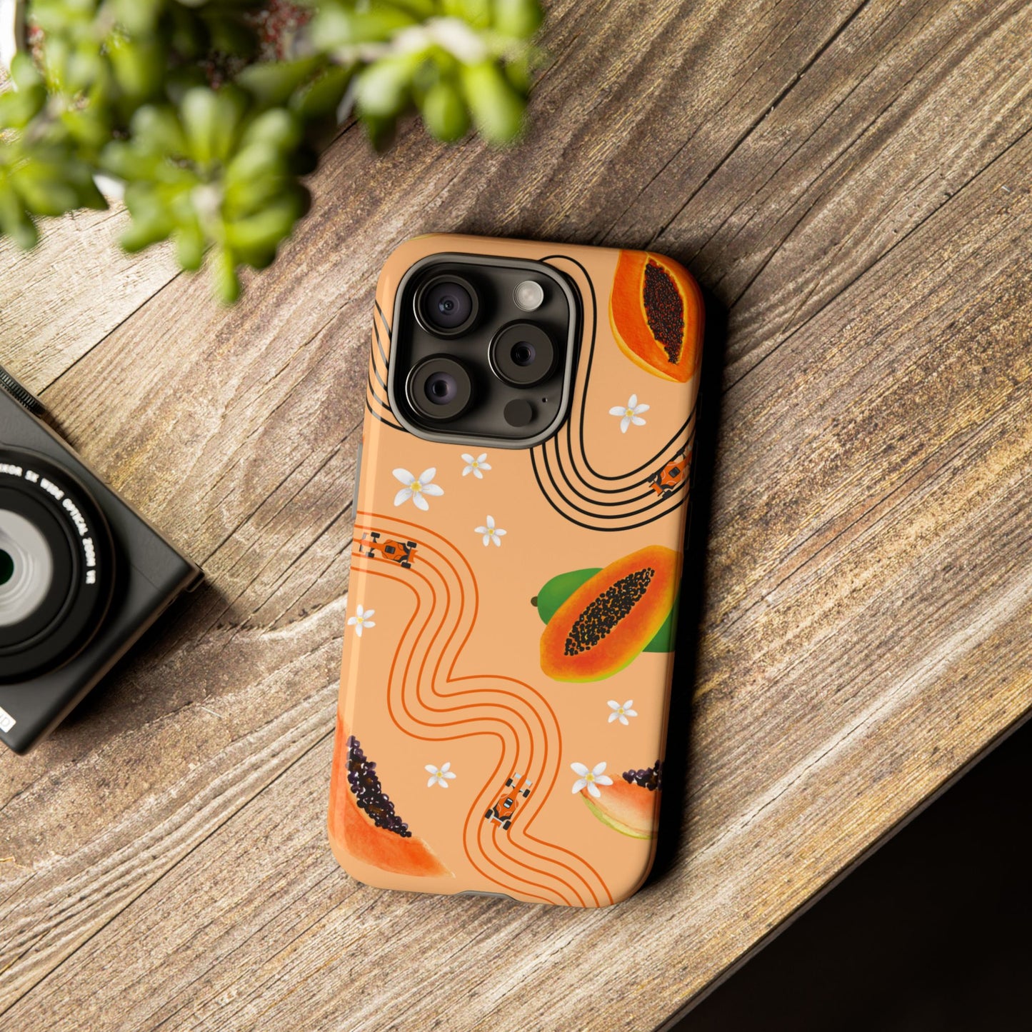 Orange F1 McLaren and Papaya Phone Case, Trendy F1 Gift, Formula 1 Gift, Cute Fruit F1 Phone Case, Unique Phone Case