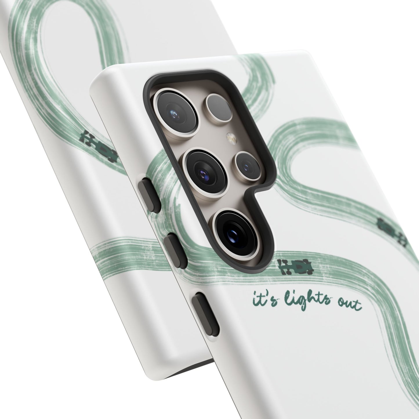 F1 Phone Case Green Painted "its lights out and away we go", Trendy F1 Gift, Formula 1 Gift, Cute F1 Phone Case, Gift for F1 Fans