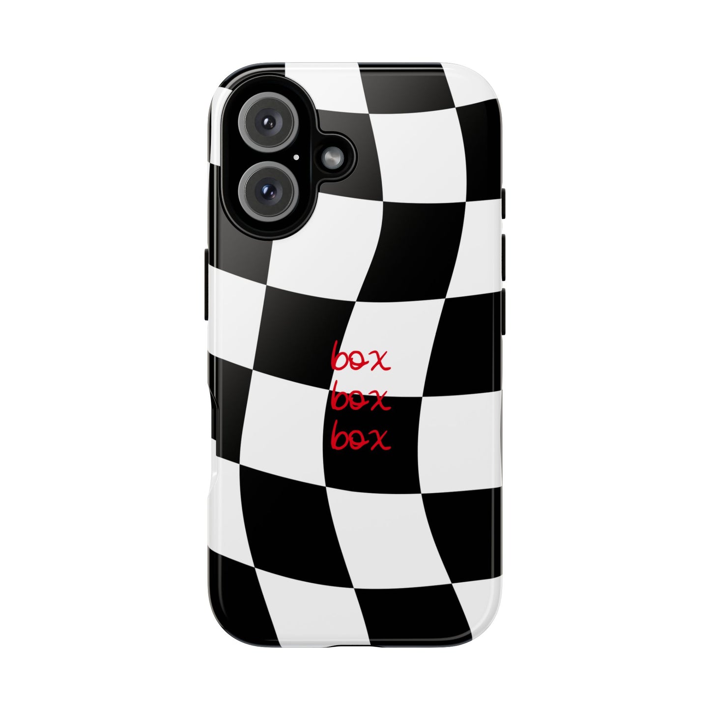 Black and Red Checkered F1 Phone Case, Box Box Box F1 Phone Case