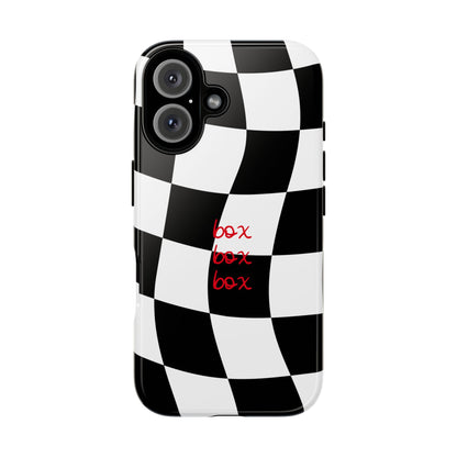 Black and Red Checkered F1 Phone Case, Box Box Box F1 Phone Case