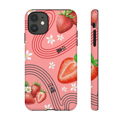 Red F1 Audi and Strawberries Phone Case, Trendy F1 Gift, Formula 1 Gift, Cute Fruit F1 Phone Case, Unique Phone Case