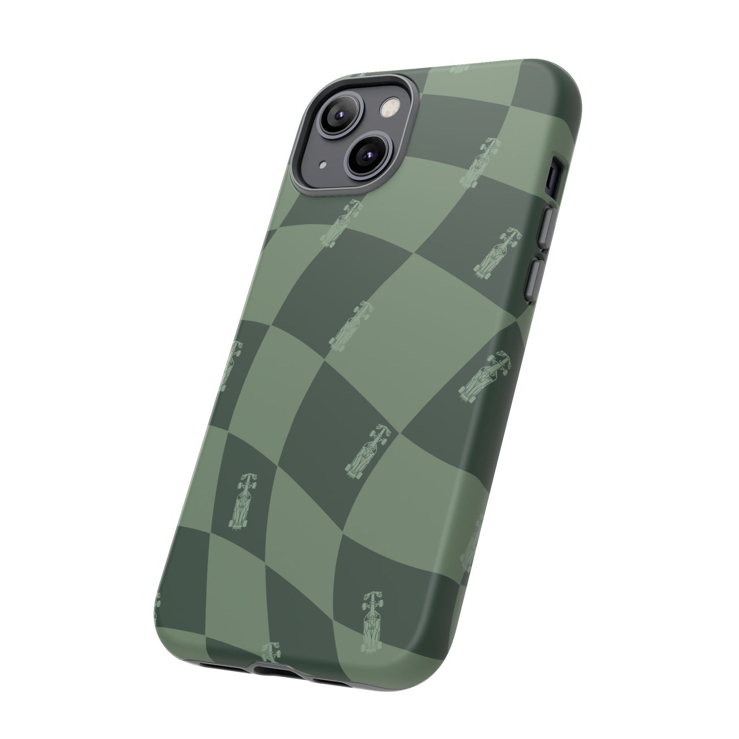 F1 Phone Case Green Checkerboard Design, Trendy F1 Gift, Formula 1 Gift, Cute F1 Phone Case, Unique Formula One Phone Case