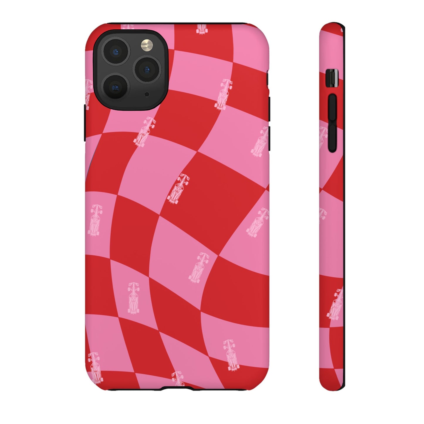 F1 Phone Case Pink and Red Checkerboard Design, Trendy F1 Gift, Girly Formula 1 Gift, Cute F1 Phone Case, Unique Formula One Phone Case