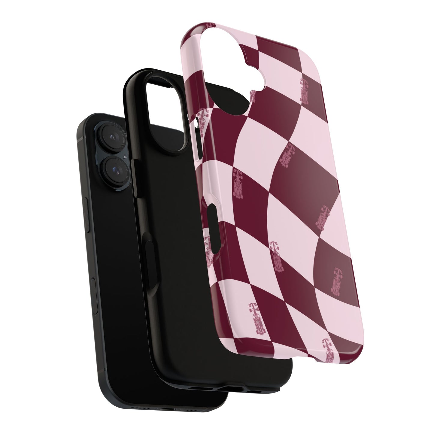 F1 Phone Case Pink Checkered Design, Trendy F1 Gift, Formula 1 Gift, Cute F1 Phone Case, Unique Formula One Phone Case