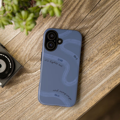 F1 Phone Case Monochrome Dark Blue Painted "its lights out and away we go", Trendy F1 Gift, Formula 1 Gift, Cute F1 Phone Case, Phone Case