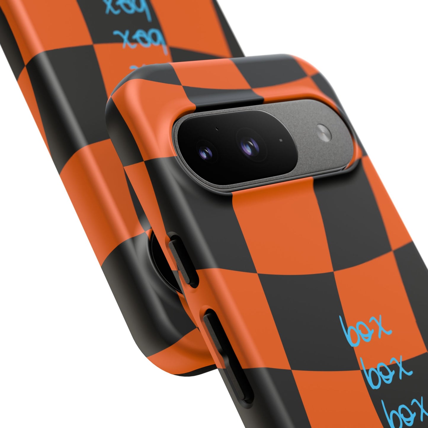 McLaren Orange and Black Checkered F1 Phone Case, Box Box Box F1 Phone Case