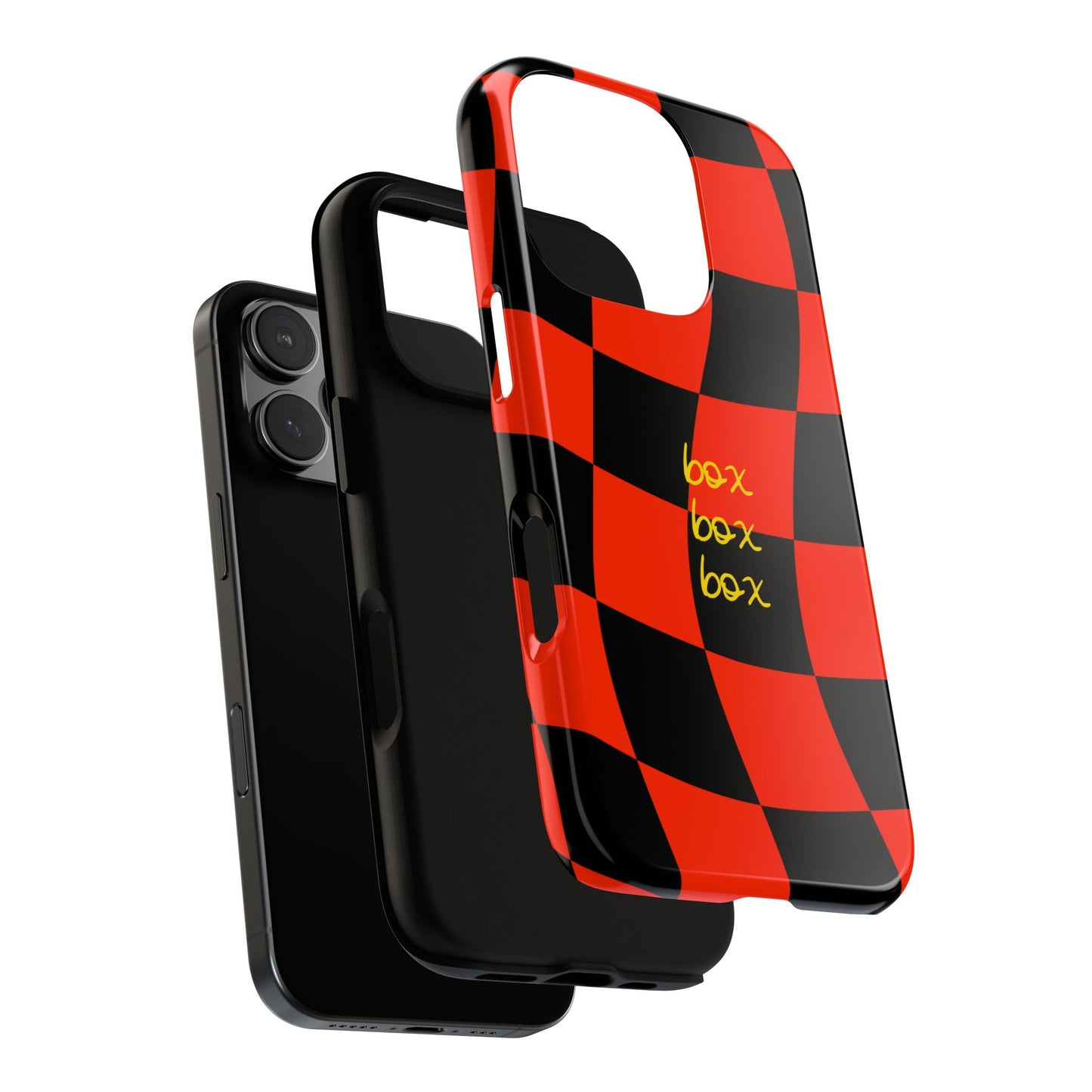 F1 Ferrari Black and Red Checkered Phone Case, Box Box Box F1 Phone Case
